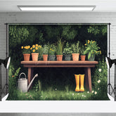 Aperturee - Aperturee Spring Greenery Potted Plant Garden Scene Backdrop