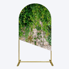 Aperturee - Aperturee Spring Greenery Stone Wall Natural Scene Arch Backdrop