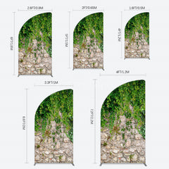 Aperturee - Aperturee Spring Greenery Stone Wall Natural Scene Half Moon Arch Backdrop