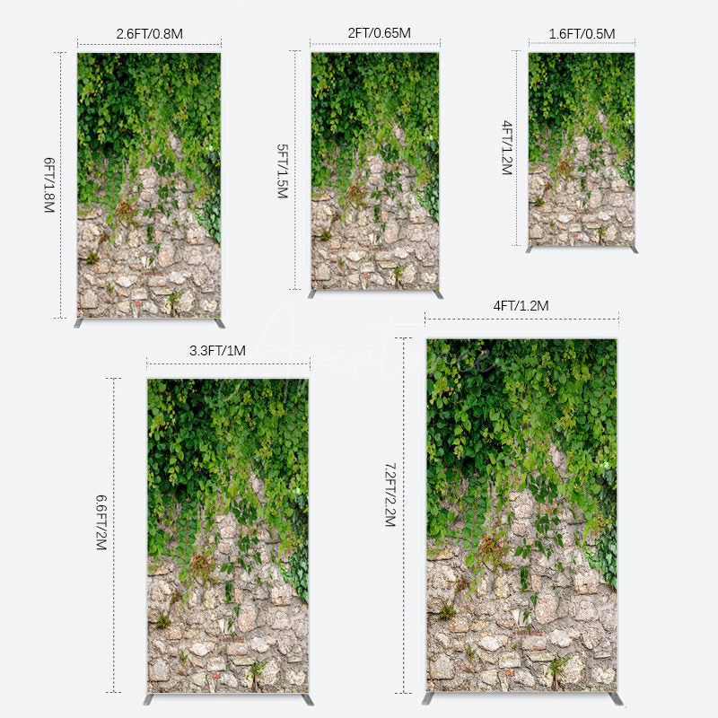Aperturee - Aperturee Spring Greenery Stone Wall Natural Scene Rectangle Backdrop