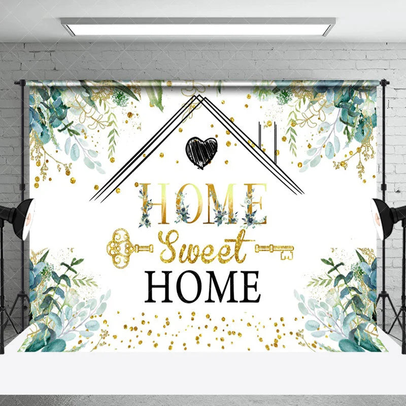 Aperturee - Aperturee Spring Greenery Sweet Home Key Housewarming Backdrop
