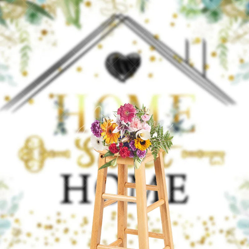 Aperturee - Aperturee Spring Greenery Sweet Home Key Housewarming Backdrop