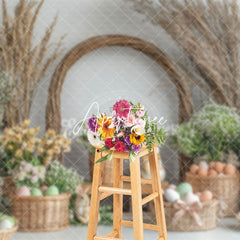 Aperturee - Aperturee Spring Greenery Vine Arch Bunny Eggs Easter Backdrop