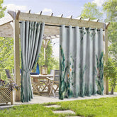 Aperturee - Aperturee Spring Greenery Waterproof Printed Outdoor Curtains