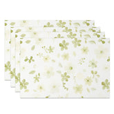 Aperturee - Aperturee Spring Light Green Leaves Floral Set of 4 Placemats