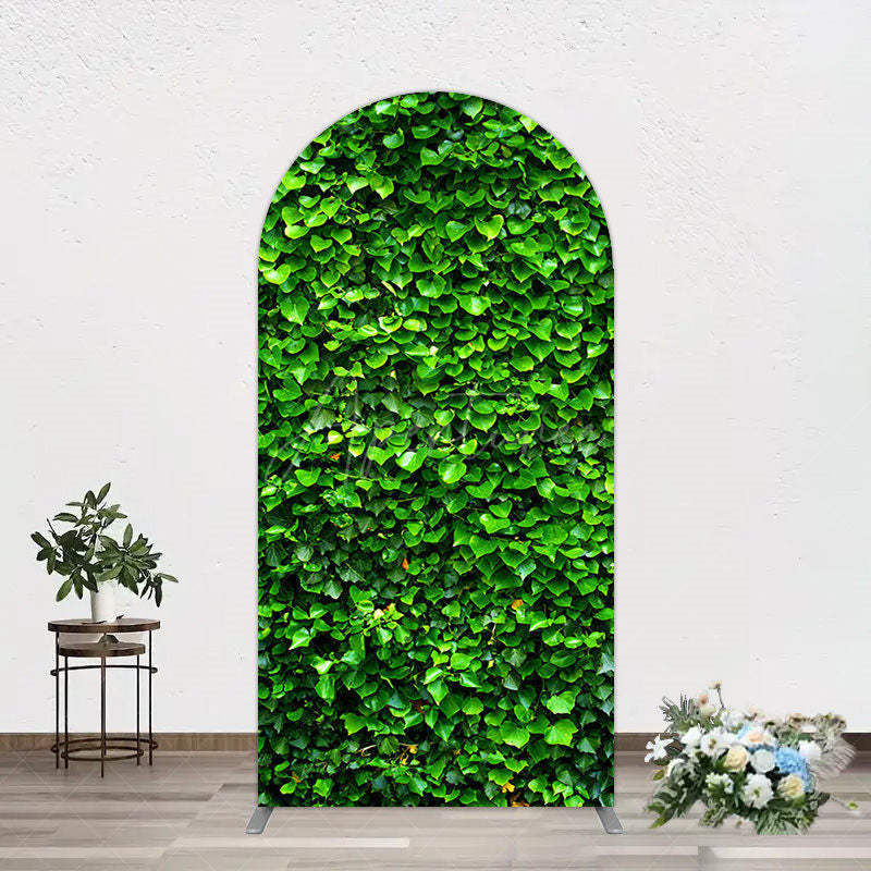 Aperturee - Aperturee Spring Natural Green Leaves Birthday Arch Backdrop
