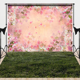 Aperturee - Aperturee Spring Pink Floral Greenery Floor Combo Set Backdrop