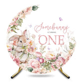 Aperturee - Aperturee Spring Pink Floral Somebunny Is One Round Backdrop
