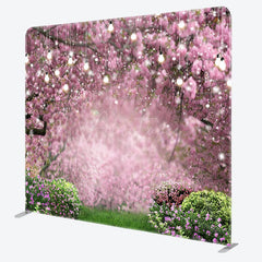 Aperturee - Aperturee Spring Pink Floral Trees Greenery Pillow Case Backdrop
