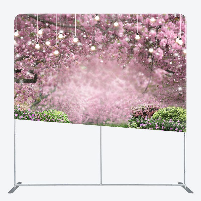 Aperturee - Aperturee Spring Pink Floral Trees Greenery Pillow Case Backdrop