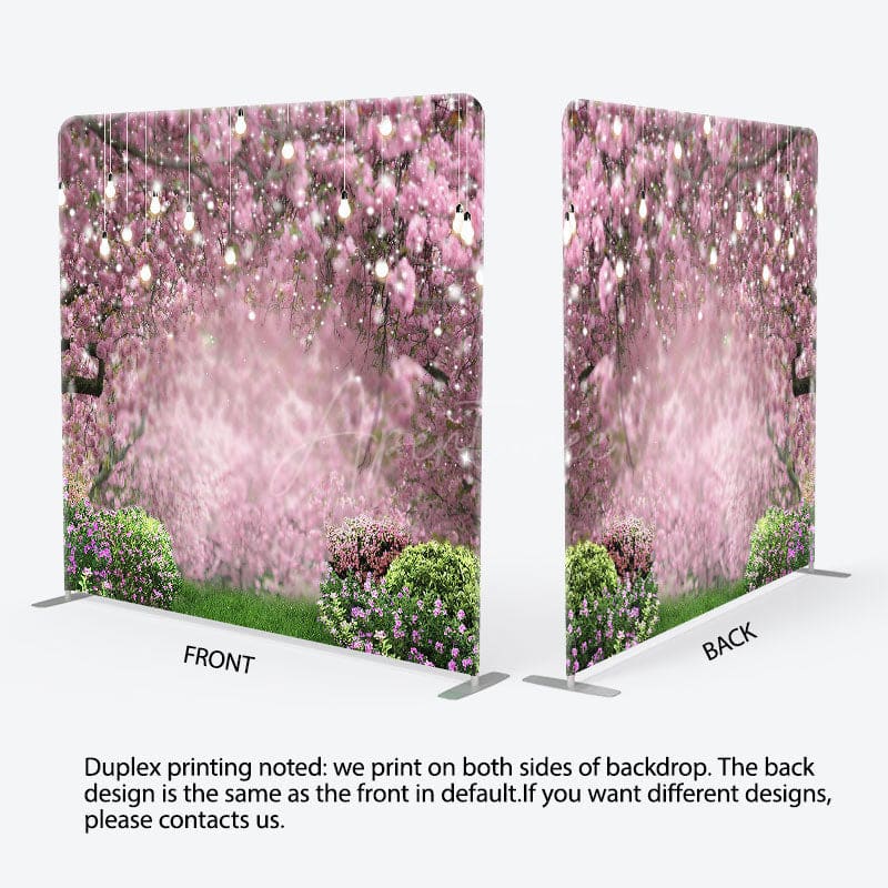 Aperturee - Aperturee Spring Pink Floral Trees Greenery Pillow Case Backdrop