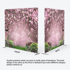 Aperturee - Aperturee Spring Pink Floral Trees Greenery Pillow Case Backdrop