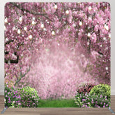 Aperturee - Aperturee Spring Pink Floral Trees Greenery Pillow Case Backdrop