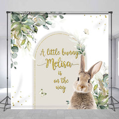 Aperturee - Aperturee Spring Plant Bunny Custom Name Baby Shower Backdrop