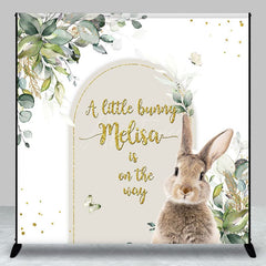 Aperturee - Aperturee Spring Plant Bunny Custom Name Baby Shower Backdrop