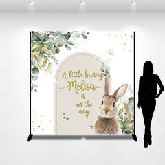 Aperturee - Aperturee Spring Plant Bunny Custom Name Baby Shower Backdrop