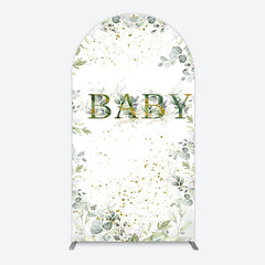 Aperturee - Aperturee Spring Plant Gold Glitter Baby Shower Arch Backdrop