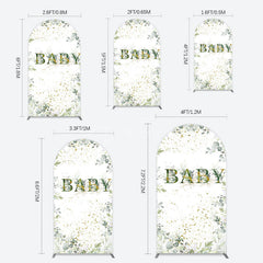 Aperturee - Aperturee Spring Plant Gold Glitter Baby Shower Arch Backdrop