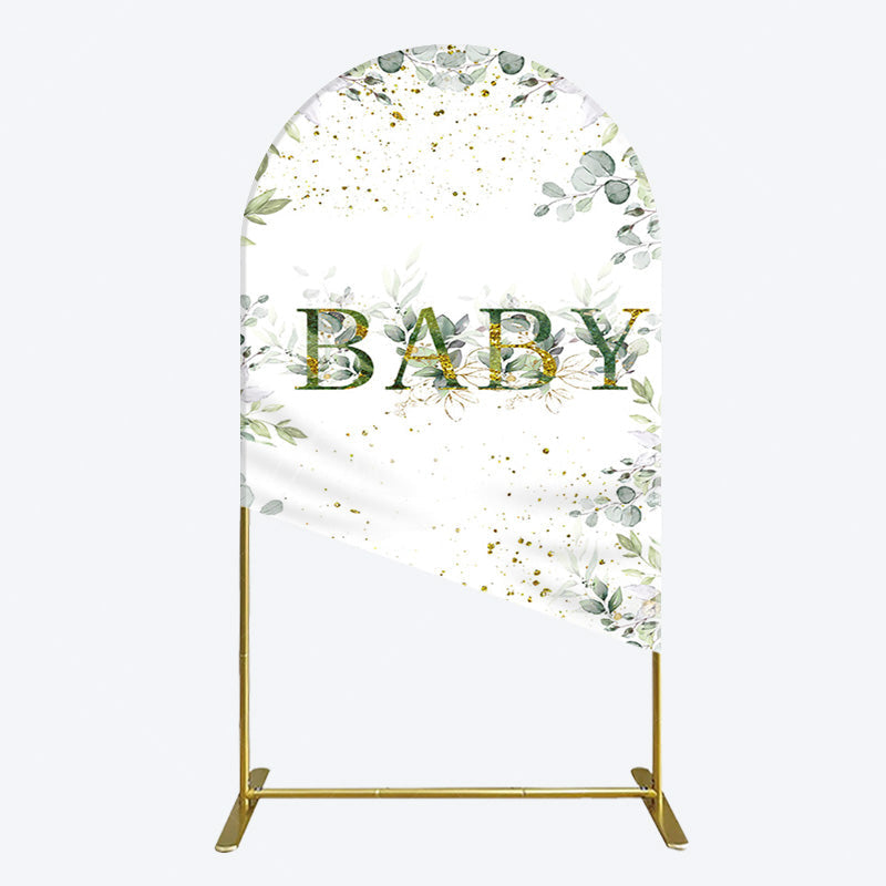 Aperturee - Aperturee Spring Plant Gold Glitter Baby Shower Arch Backdrop