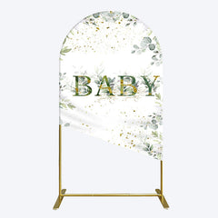 Aperturee - Aperturee Spring Plant Gold Glitter Baby Shower Arch Backdrop