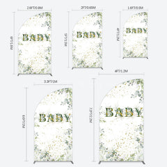 Aperturee - Aperturee Spring Plant Gold Glitter Baby Shower Half Moon Arch Backdrop