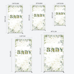 Aperturee - Aperturee Spring Plant Gold Glitter Baby Shower Rectangle Backdrop