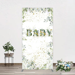 Aperturee - Aperturee Spring Plant Gold Glitter Baby Shower Rectangle Backdrop