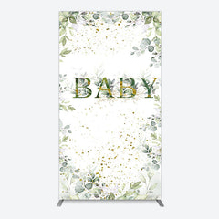 Aperturee - Aperturee Spring Plant Gold Glitter Baby Shower Rectangle Backdrop