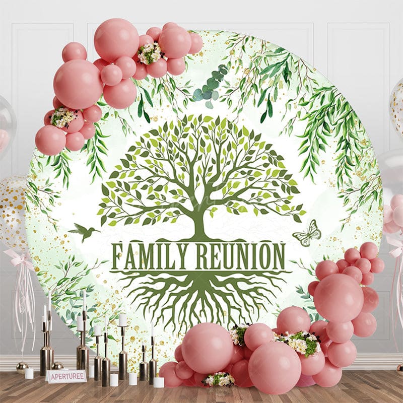 Aperturee - Aperturee Spring Plant Green Tree Round Family Reunion Backdrop