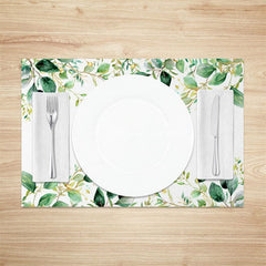 Aperturee - Aperturee Spring Plant Leaves Cross Easter Set Of 4 Placemats