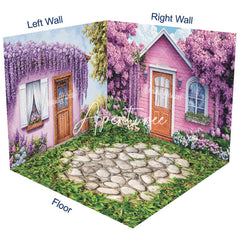 Aperturee - Aperturee Spring Purple Floral Garden Cabin Room Set Backdrop