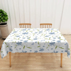 Aperturee - Aperturee Spring Rectangle Tablecloth with Repeating Botanical Plant Patterns for Modern and Greenery Dining Decor