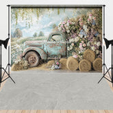 Aperturee - Aperturee Spring Retro Truck Floral Hay Combo Set Backdrop