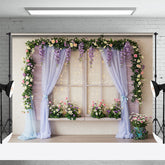 Aperturee - Aperturee Spring Sparkle Purple Curtain Window Photo Backdrop