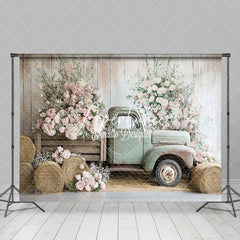 Aperturee - Aperturee Spring Truck Floral Fine Art Backdrop For Photo Studio