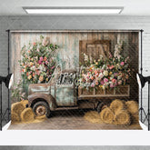Aperturee - Aperturee Spring Truck Flowers Photo Backdrop For Studio Sessions