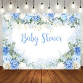 Aperturee - Aperturee Spring Vibe Sweet Floral Blue Baby Shower Backdrop