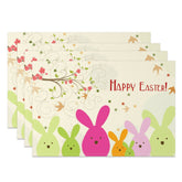 Aperturee - Aperturee Spring Vine Floral Bunny Easter Set Of 4 Placemats