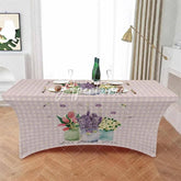 Aperturee - Aperturee Spring Watercolor Blossom Flower Stretch Table Cover