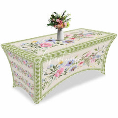 Aperturee - Aperturee Spring Watercolor Pastoral Flower Stretch Table Cover