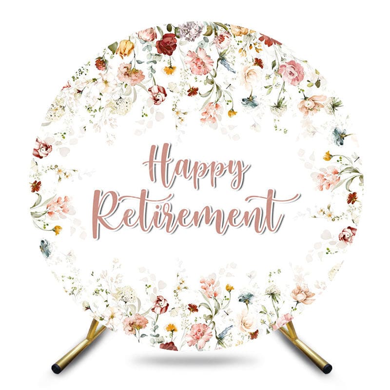 Aperturee - Aperturee Spring Wild Floral Round Happy Retirement Backdrop