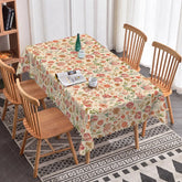 Aperturee - Aperturee Spring Wildflower Rectangle Tablecloth Pink and Yellow Botanical Print Vintage Garden Party Dining Decor