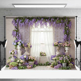 Aperturee Aperturee Spring Window Photography Backdrop Purple Wisteria and Romantic Floral Decor Garden Wedding or Bridal Shower Prop
