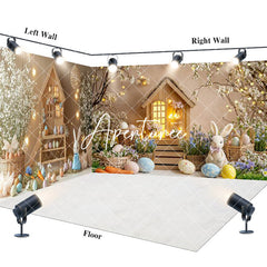Aperturee - Aperturee Spring Wood House Bunny Egg Easter Room Set Backdrop