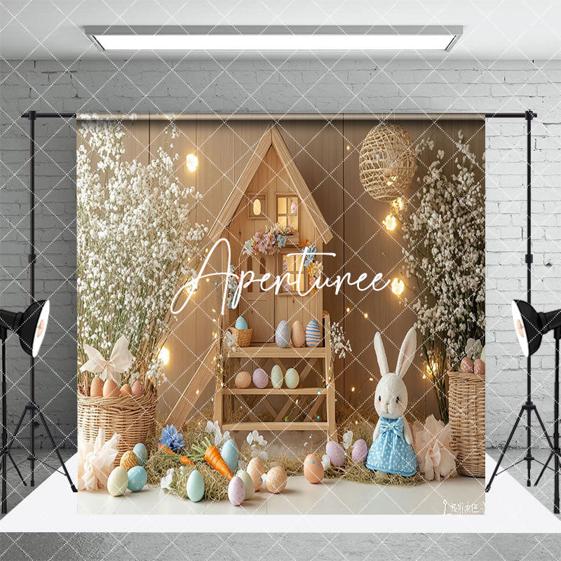 Aperturee - Aperturee Spring Wood House Bunny Egg Easter Room Set Backdrop