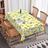 Aperturee - Aperturee Spring Yellow Floral Rectangle Tablecloth Sunflower Tulip and Daisy Print Cheerful Summer Garden Party Decor