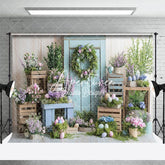 Aperturee - Aperturee Springtime Floral Easter Egg Decor Doorway Backdrop