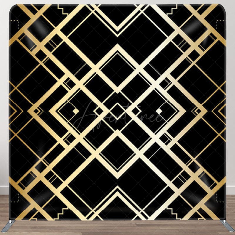 Aperturee - Aperturee Square Golden Special Lines Black Fabric Backdrop