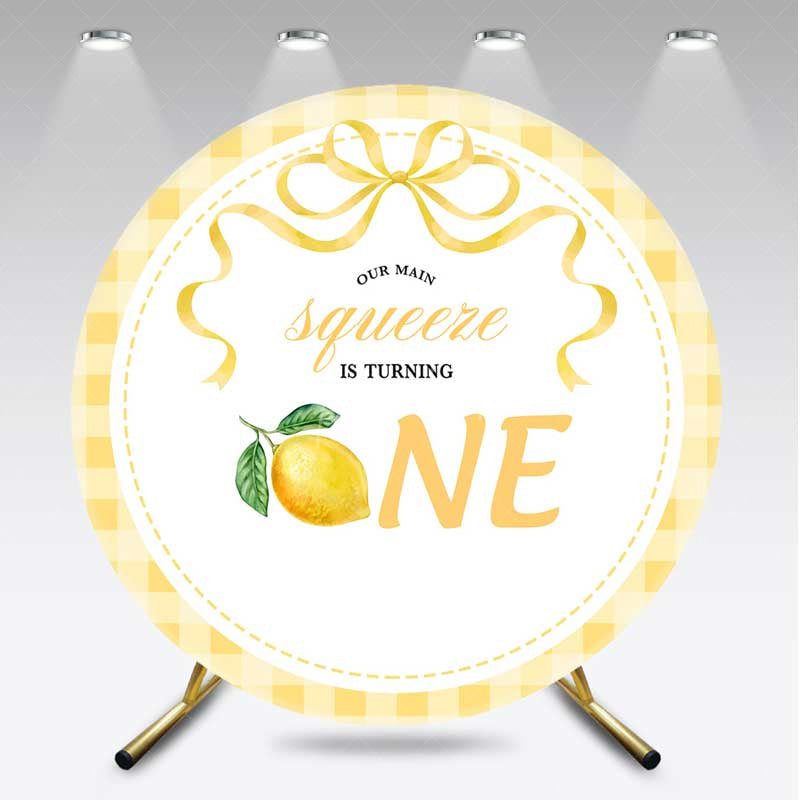 Aperturee Aperturee Squeeze Turning One Lemon Round Birthday Backdrop
