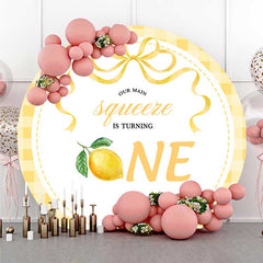 Aperturee Aperturee Squeeze Turning One Lemon Round Birthday Backdrop